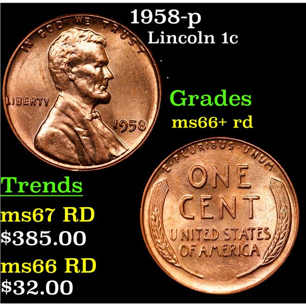 1958-p Lincoln Cent 1c Grades GEM++ RD