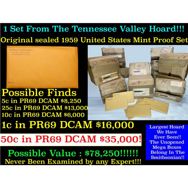 Original Sealed 1959 United States Mint Proof Set Tennessee Valley Hoard