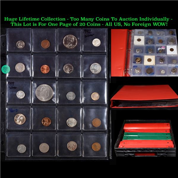 Huge Liifetime Collection - Too Many Coins To Auction Individually - This Lot is For One Page of 20 