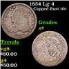 Image 1 : 1834 Lg 4 Capped Bust Dime 10c Grades g+