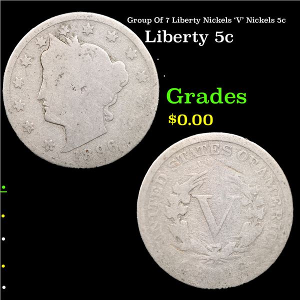 Group Of 7 Liberty Nickels 'V' Nickels 5c