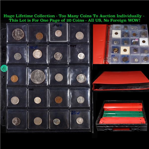 Huge Liifetime Collection - Too Many Coins To Auction Individually - This Lot is For One Page of 20 