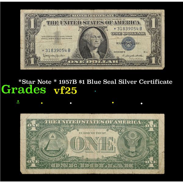 *Star Note * 1957B $1 Blue Seal Silver Certificate Grades vf+