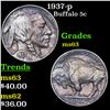 Image 1 : 1937-p Buffalo Nickel 5c Grades Select Unc