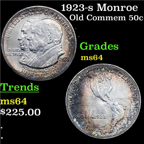1923-s Monroe Old Commem Half Dollar 50c Grades Choice Unc