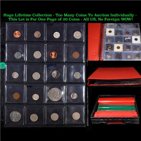 Huge Liifetime Collection - Too Many Coins To Auction Individually - This Lot is For One Page of 20 