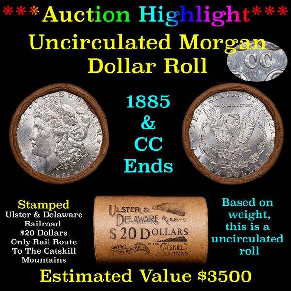 ***Auction Highlight*** 1885 & CC Uncirculated Morgan Dollar Shotgun Roll (fc)