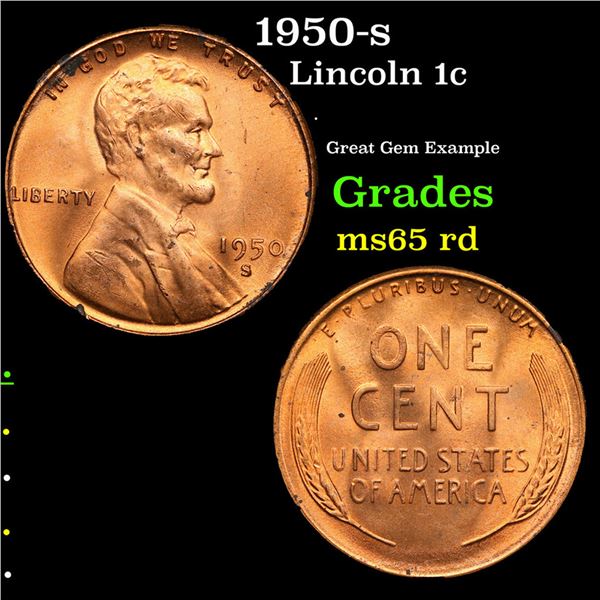 1950-s Lincoln Cent 1c Grades GEM Unc RD