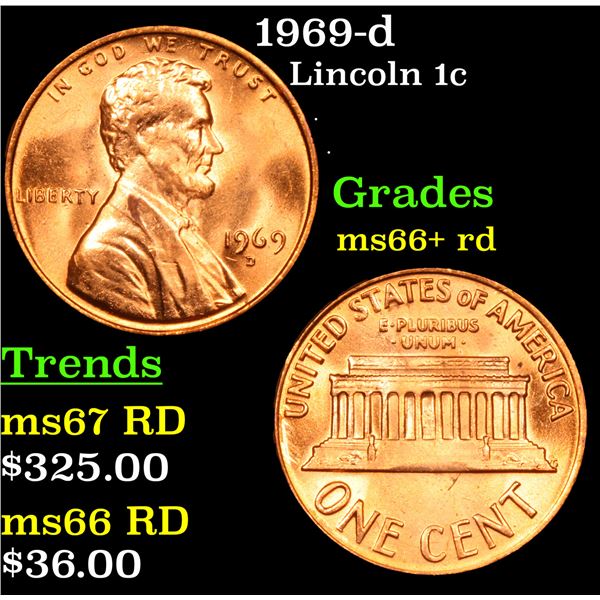 1969-d Lincoln Cent 1c Grades GEM++ RD