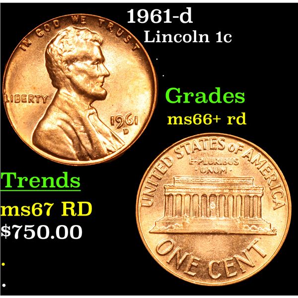 1961-d Lincoln Cent 1c Grades GEM++ RD