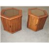 Image 1 : 2 Glass Top Wooden End Tables