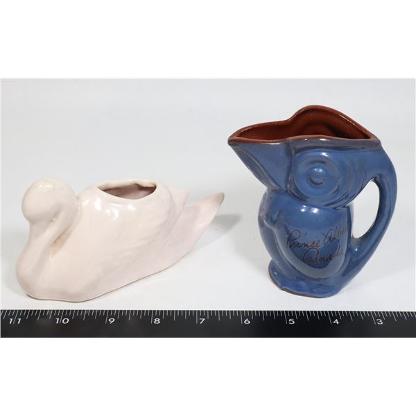 TWO VINTAGE POTTERY PIECES INCLUDING VELTA SWAN