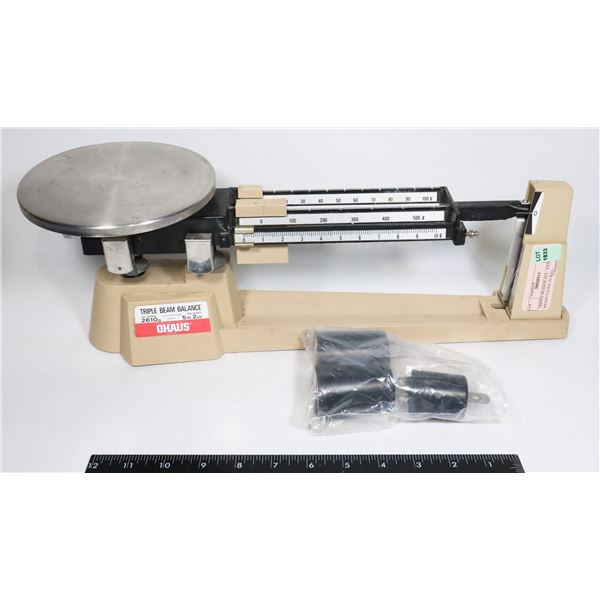 TRIPLE BEAM SCALE - EXTRA WEIGHTS STILL IN BAG -