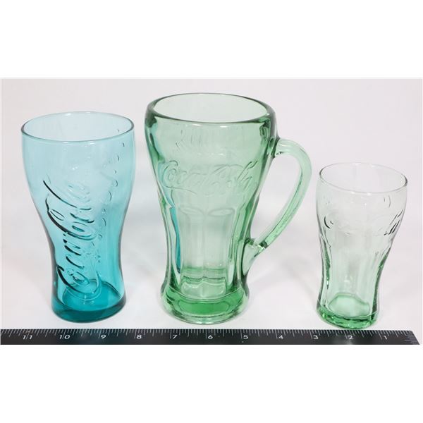 3 ASSORTED COCA COLA GLASSES