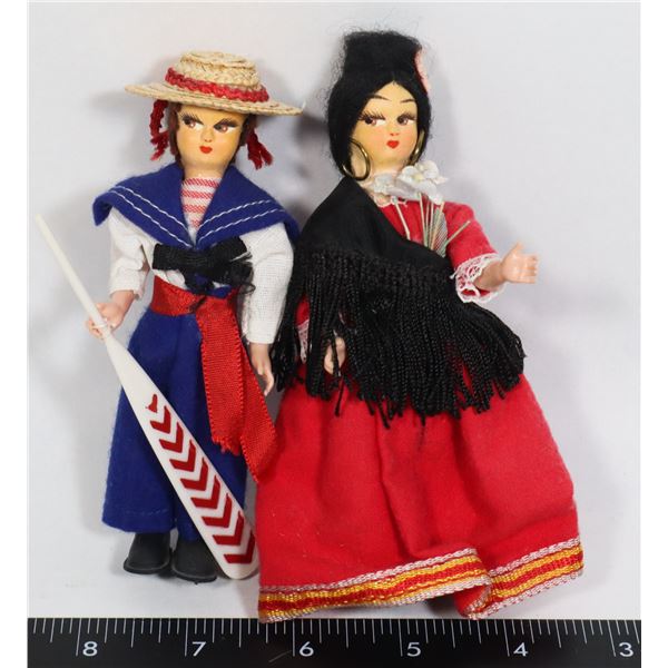 2 MINIATURE ANTIQUE LADY COLLECTOR DOLLS