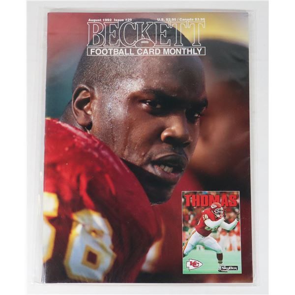 BECKETT FOOTBALL CARD MONTHLY AUGUST 1992
