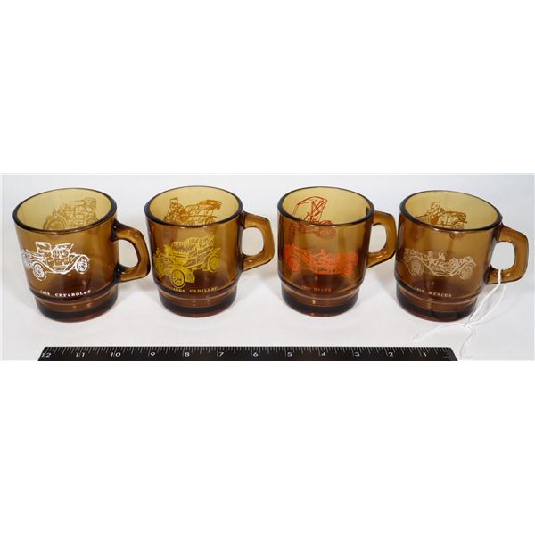 SET OF 4 CAR THEME ANCHOR HOCKING GLASSES