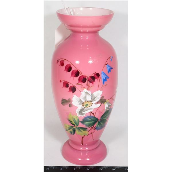 BRISTOL PINK GLASS VASE (BROKEN AND REPAIRED)