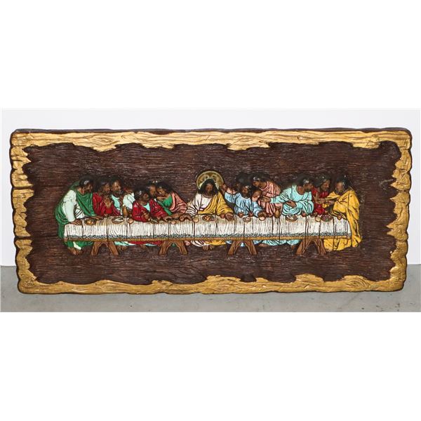 VINTAGE LAST SUPPER CARVED WOOD LOOK ARTWORK