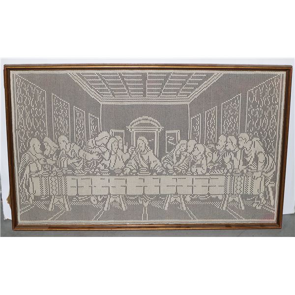 HAND MADE CROCHET LAST SUPPER FRAMED WAL ART