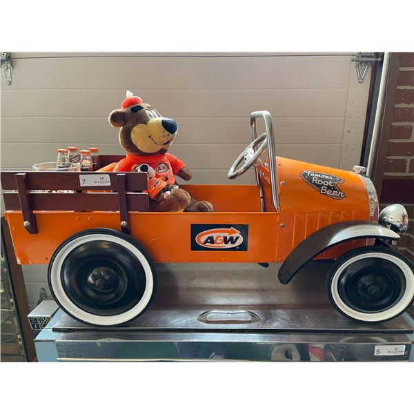 A & W Metal Child Car With Bear & Root Beer