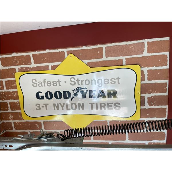 Goodyear Original  Safety Strongest Nylon Tires Sign 28L x 19H