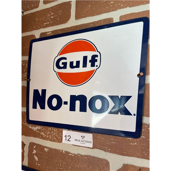 Gulf No-Nox Original Sign 12 x 8