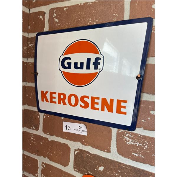 Gulf Kerosine Sign Original 12 x 8