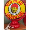 Image 2 : Red Head Gasoline Original Glass On Base - Holder is Repro - Small Chip on Rear Glass