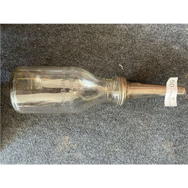 Imperial Oil Quart WIth Spout Glass Bottle