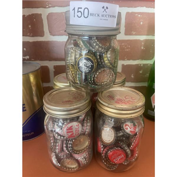 Bottle Cap Collection 5 Jars Full