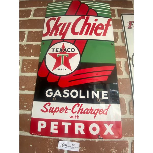 Texaco Sky Chief Gasoline Supercharge w/ Petrox Sign