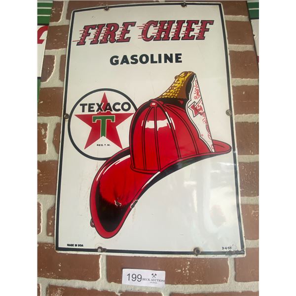 Texaco Fire Chief Gasoline Sign 13" x 18"h