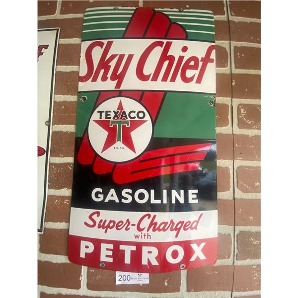 Sky Chief Gasoline Super Charge w/Petrox Sign
