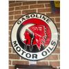 Image 1 : Gasoline Motor Oil Swivel Sign- Red Indian w/ bracket 19"