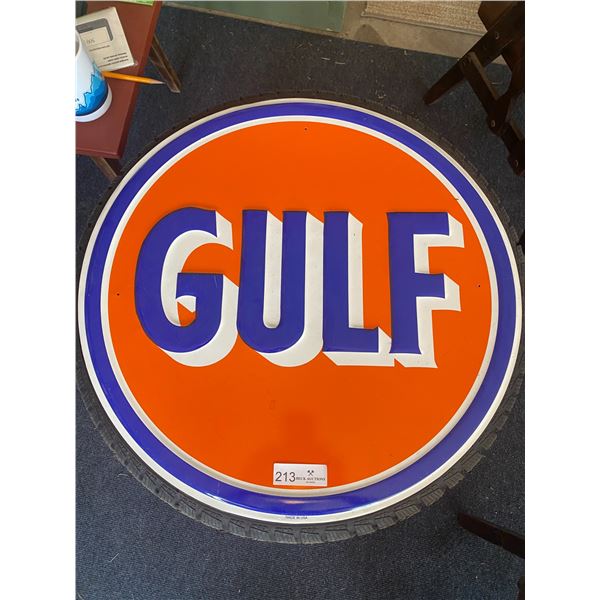Gulf Reproduction Round Sign 25"