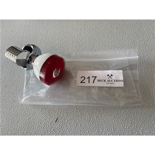 Red & White Steering Wheel Spinner w/fish decor