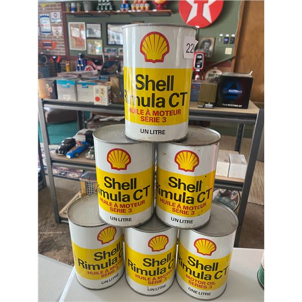 Six One Litre Cans of Shell Motor Oil