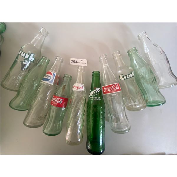 10 Glass Pop Bottles  Crush, pepsi, sprite, coca-cola, sprite