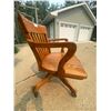 Image 2 : 1950's antique oak wooden Bankers office arm swivel chair