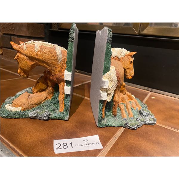 Two Glass Horse Bookends