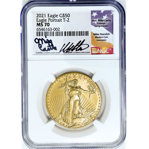2021 $50 Gold Eagle T-2 NGC MS70