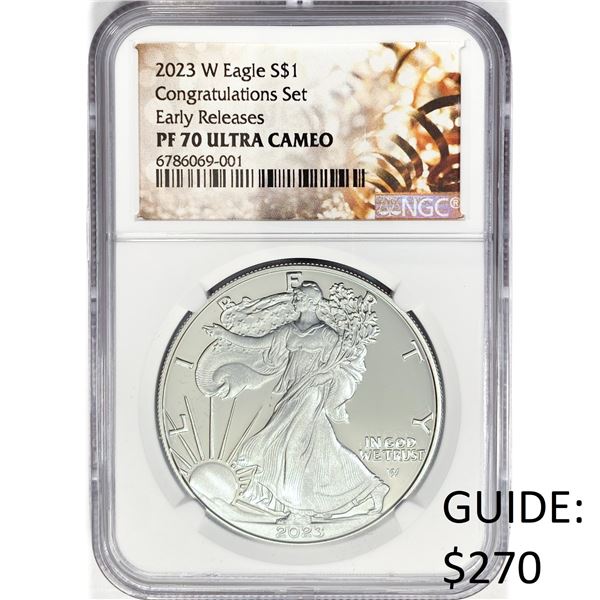 2023-W White Silver Eagle NGC PR70 UCam Gold Label