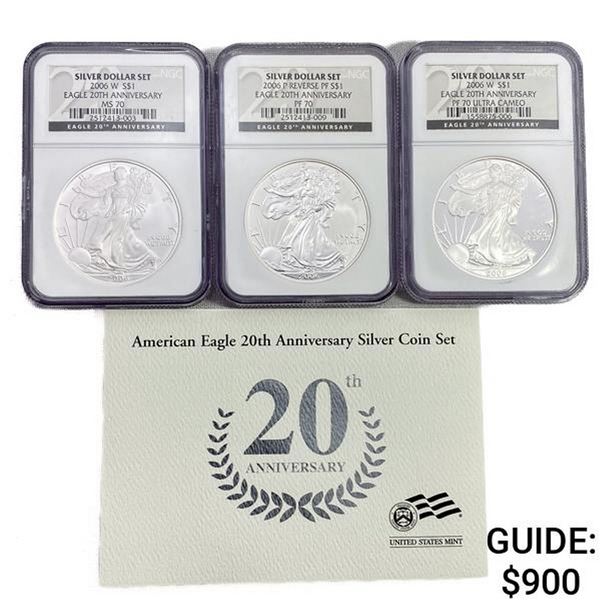2006 American 1oz Silver Eagle Set (3 Coins) NGC