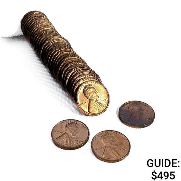1937-S Wheat Cent Roll (42 Coins)