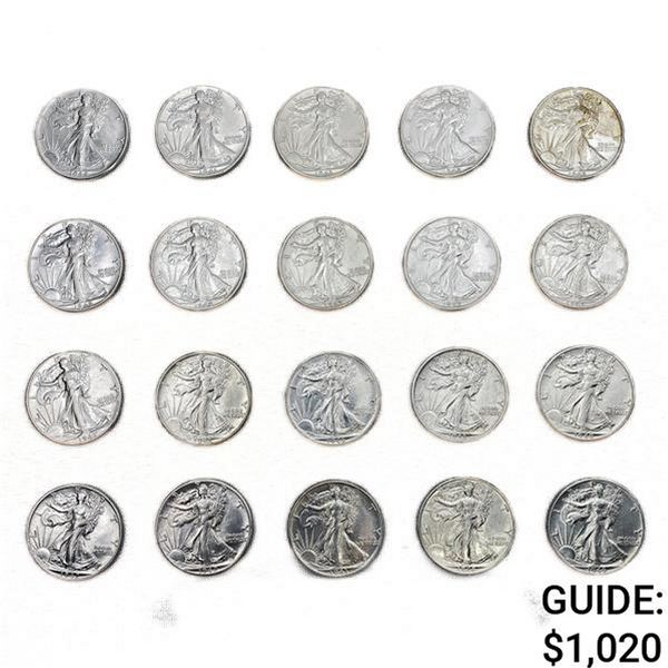 1940-1946 Walking Half Dollars (20 Coins)