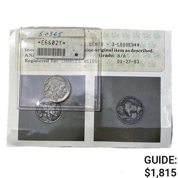 1937-D Buffalo Nickel ANACS 3-Leg
