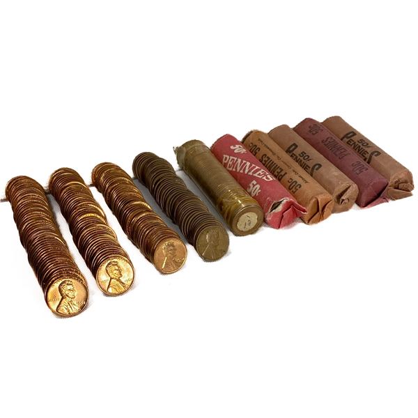 1942-1963 Varied Cent Rolls (500 Coins)