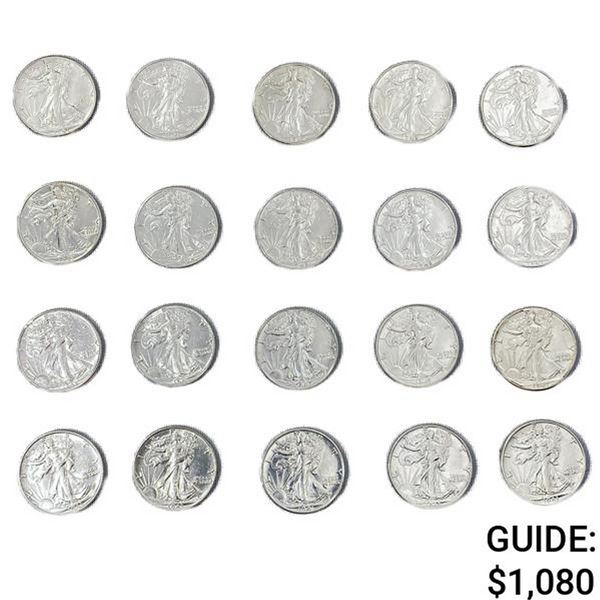 1940-1946 Walking Half Dollars (20 Coins)