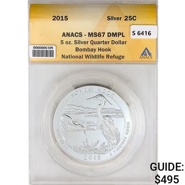 2015 US B. Hook Refuge SILV 5oz Medal ANACS MS69 D